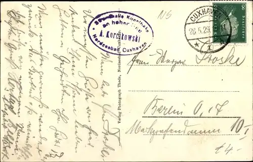 Ak Cuxhaven in Niedersachsen, Promenade am Meer bei Springflut