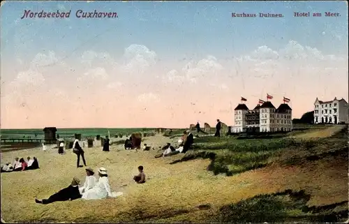 Ak Nordseebad Duhnen Cuxhaven, Hotel am Meer, Strand, Kurhaus