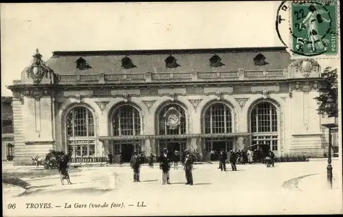 Ak Troyes Aube, La Gare, vue de face