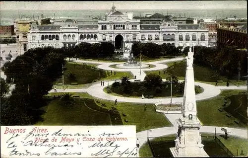 Ak Buenos Aires Argentinien, Plaza de Mayo und Casa de Cobierno