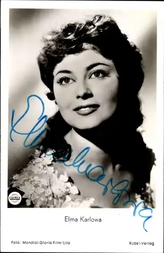 Ak Schauspielerin Elma Karlowa, Portrait, Autogramm