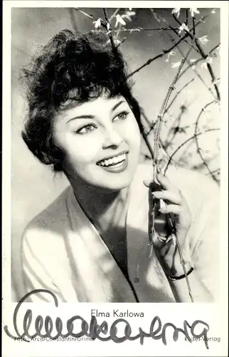 Ak Schauspielerin Elma Karlowa, Portrait, Autogramm