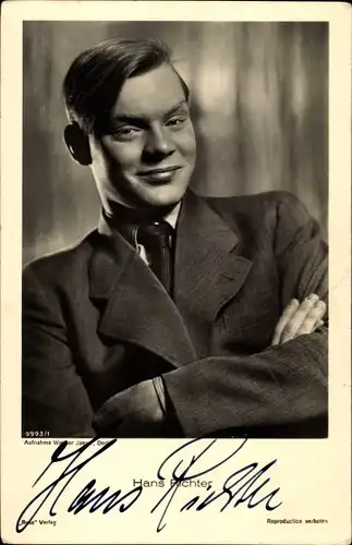 Ak Schauspieler Hans Richter, Portrait, Autogramm