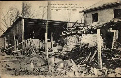 Ak Revigny Meuse, Zerbombtes Haus, La Parquetterie