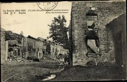 Ak Pilon Meuse, Nach dem Bombardement, Kriegszerstörungen, I. WK