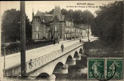 Ak Revigny Lothringen Meuse, Le Pont de l'Ornain, Brücke, Straßenpartie