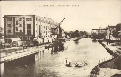 Ak Mulhouse Mülhausen Elsass Haut Rhin, Rhone-Rhein-Kanal