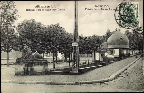 Ak Mulhouse Mülhausen Elsass Haut Rhin, Zoologischer Garten, Eingang