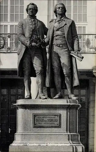 Ak Weimar in Thüringen, Goethe- und Schillerdenkmal