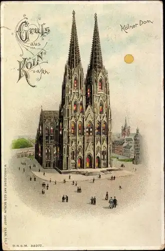 Halt gegen das Licht Litho Köln am Rhein, Kölner Dom