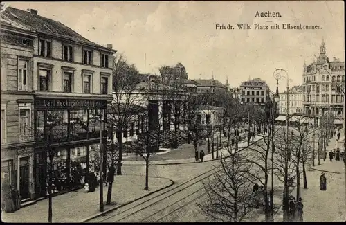 Ak Aachen, Friedrich Wilhelm Platz, Elisenbrunnen, Hut Fabrik