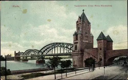 Ak Mainz am Rhein, Kaiserbrücke