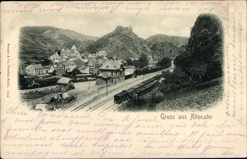 Ak Altenahr im Ahrtal, Panorama vom Ort, Eisenbahn, Bahnhof