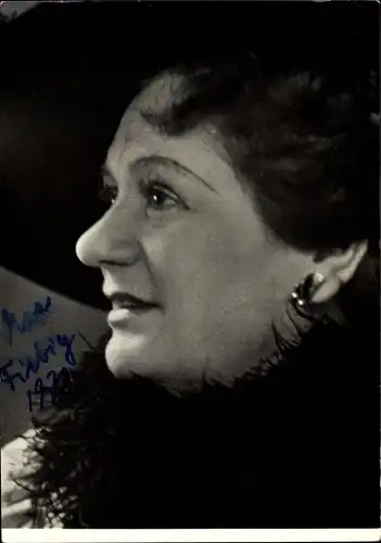 Foto Ak Schauspielerin Eva Fiebig, Seitenportrait, Autogramm