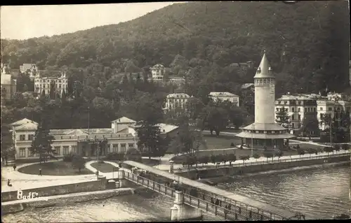 Ak Bad Ems an der Lahn, Teilansicht, Brücke, Turm