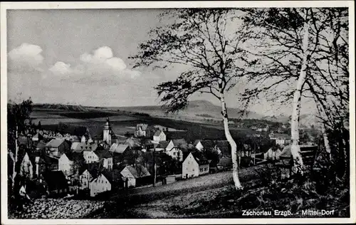 Ak Zschorlau Erzgebirge, Panorama Mitteldorf