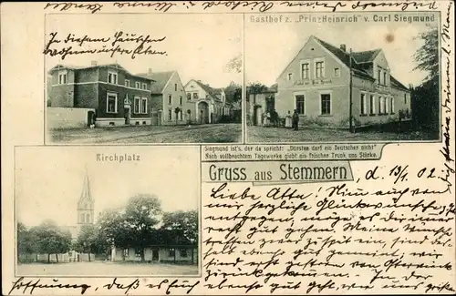 Ak Stemmern Bahrendorf Sülzetal Sachsen Anhalt, Gasthof zum Prinz Heinrich, Kirche, Kirchplatz