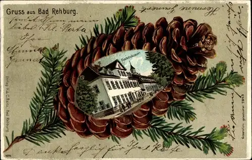 Tannenzapfen Litho Bad Rehburg Loccum in Niedersachsen, Badehäuser