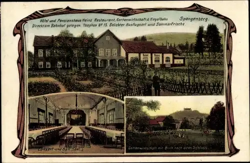 Ak Spangenberg in Hessen, Hotel Pensionshaus Heinz, Konzertsaal, Schloss