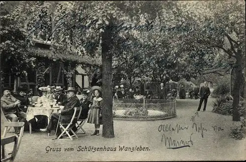 Ak Wanzleben Börde in Sachsen Anhalt, Schützenhaus, Garten, Gäste