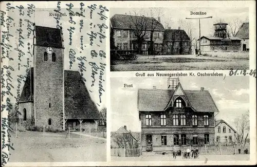 Ak Neuwegersleben Sachsen Anhalt, Kirche, Domäne, Post