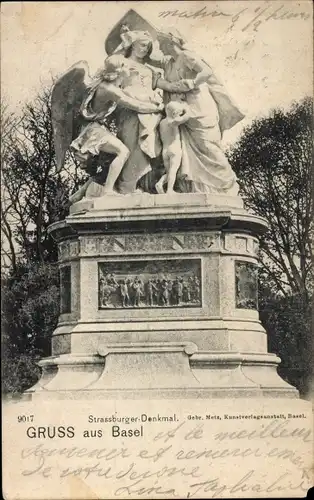 Ak Basel Bâle Stadt Schweiz, Strassburger-Denkmal