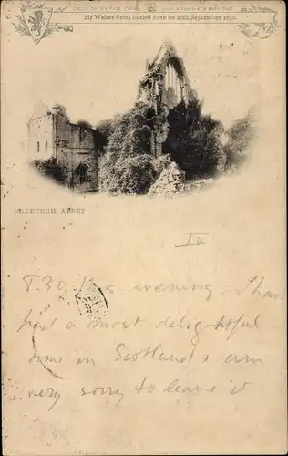 Ak Dryburgh Nordostengland, Abtei, Sir Walter Scott wurde hier am 26. September 1832 begraben