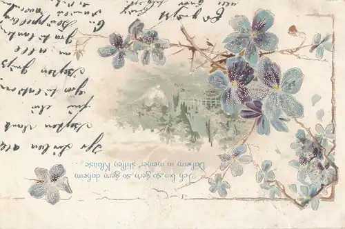 Glitzer Litho Veilchen, Ich bin so gern, so gern daheim..., Kitsch