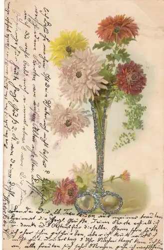Glitzer Litho Blumen in der Blumenvase