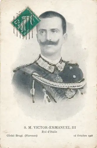 Glitzer Ak Viktor Emanuel III., König von Italien