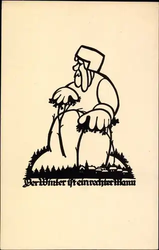 Künstler Scherenschnitt Ak Schwindt, A. M., Der Winter ist ein rechter Mann