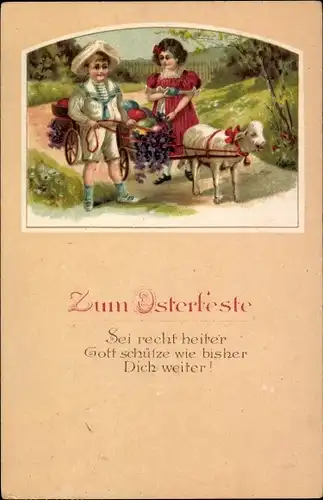 Ak Glückwunsch Ostern, Kinder, Ostereier, Lamm