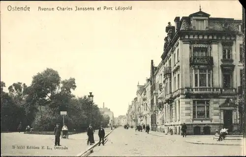 Ak Ostende Ostende Westflandern, Avenue Charles Janssens, Parc Leopold