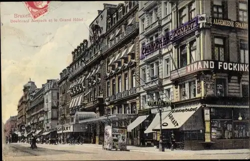 Ak Brüssel Brüssel, Boulevard Anspach, Grand Hotel