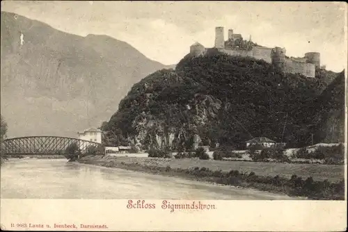 Ak Bozen Bolzano Südtirol, Schloss Sigmundskron, Brücke