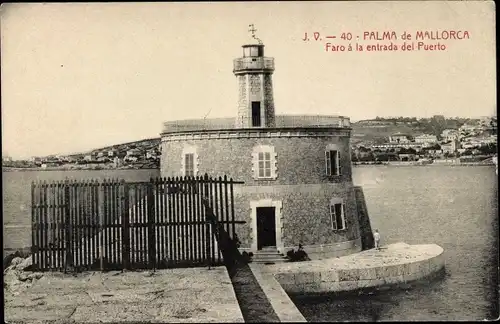 Ak Palma de Mallorca Balearische Inseln, Faro a la entrada del Puerto