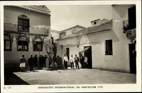 Ak Exposicion Internacional de Barcelona 1929, Plaza de la Hermandad, Pueblo Espagnol