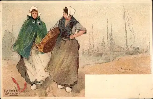 Künstler Litho Cassiers, Frauen in niederländischen Volkstrachten