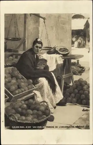 Ak Sevilla Andalusian, eine Ecke des Encarnacion-Marktes