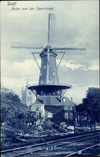 Ak Delft Südholland Niederlande, Molen aan den Spoorsingel
