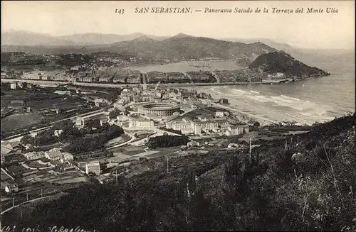 Ak Donostia San Sebastian Baskenland, Gesamtansicht vom Monte Ulia aus