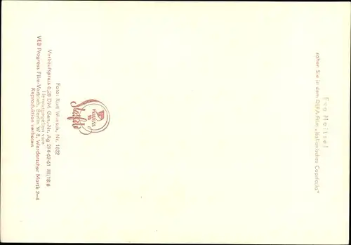 Ak Schauspielerin Eva Neitzel, Portrait, DEFA Film