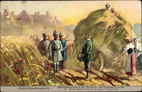 Künstler Ak Kadyny Cadinen Ostpreußen, Kaiser Wilhelm II. als Gutsherr, Förderer Der Landwirtschaft