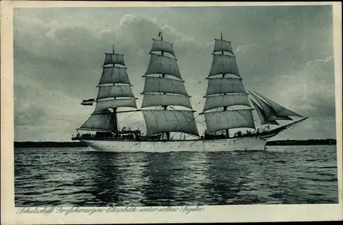 Ak Schulschiff Großherzogin Elisabeth unter vollen Segeln, Segelschiff