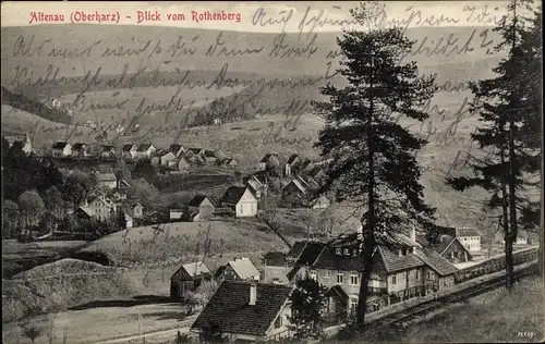 Ak Altenau Clausthal Zellerfeld im Oberharz, Gesamtansicht vom Rothenberg aus