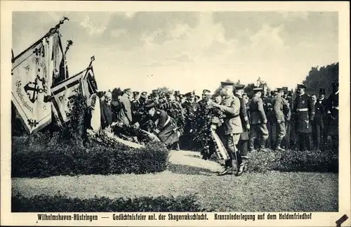 Ak Rüstringen Wilhelmshaven in Niedersachsen, Heldenfriedhof, Gedächtnisfeier, Skagerrakschlacht