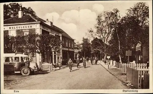 Ak Ede Gelderland Niederlande, Stationsweg, Hotel Welgelegen