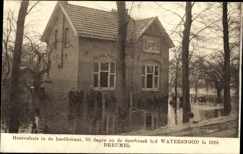 Ak Dreumel Gelderland, Herrenhaus, Hochwasser