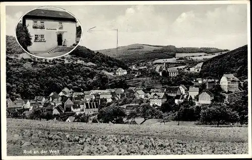 Ak Rod an der Weil Weilrod im Taunus, Totalansicht, Gasthaus zum Felsenkeller
