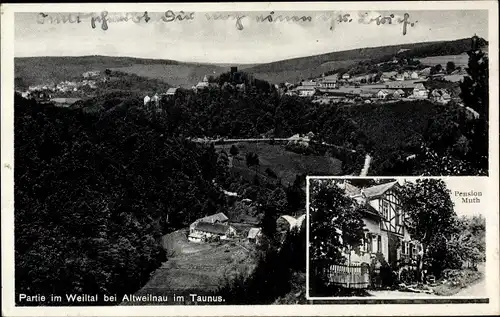 Ak Altweilnau Weilrod im Taunus, Weiltal, Pension Muth